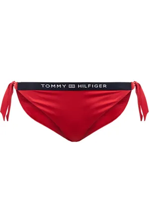 Tommy Hilfiger Badetøj, Dame, Rød, S, Uld, Side-Tie Cheeky FIT Bikini Bundser