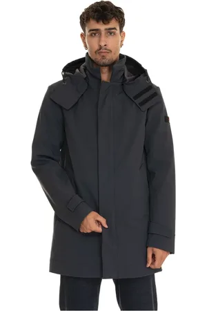 Peuterey Frakke, Herre, Blå, S, Uld, Aftagelig Hætte Frakke med Primaloft Fabric