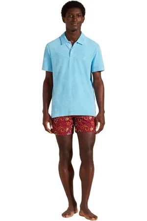 Vilebrequin Top, Herre, Blå, XL, Bomuld, Solid terry polo shirt til mænd