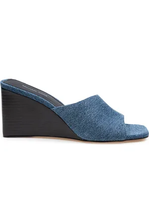 Michael Kors Sko, Dame, Blå, 37 EU, Denim, Denim Kile Sandal Slip-On Hæle