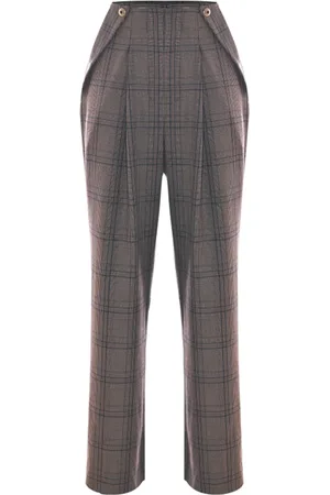 Kocca Bukser, Dame, Brun, XL, Uld, Tartan Bukser med tern