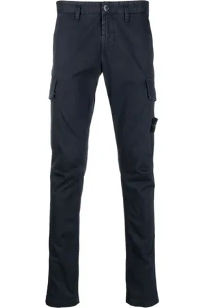 Stone Island Bukser, Herre, Blå, W34, Bomuld, Blå Stretch Bomulds Cargobukser