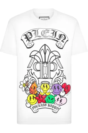 Philipp Plein Top, Herre, Hvid, 2XL, Bomuld, Casual bomulds T-shirt