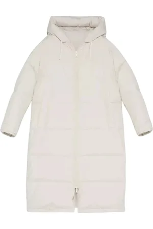 YVES SALOMON Frakke, Dame, Hvid, L, Uld, Reversibel Dunjakke Oversized