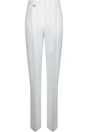 Jacquemus Bukser, Dame, Hvid, XS, Uld, Hvide Bukser med Metalringdetalje