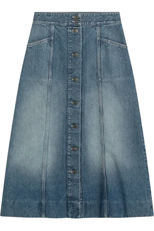 VALENTINO GARAVANI Nederdel, Dame, Blå, XS, Denim, Vasket Denim Midi Nederdel