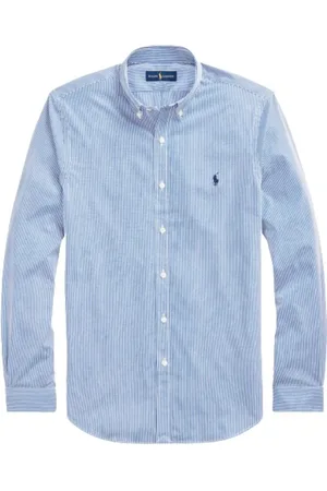 Ralph Lauren Skjorte, Herre, Blå, M, Bomuld, Slim Striped Poplin Shirt