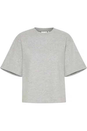 INWEAR Top, Dame, Grå, XS, Uld, Lysegrå Melange Boxy Top