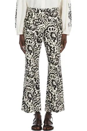 Max Mara Bukser, Dame, Flerfarvet, XS, Bomuld, Flarede bomuldsbukser Sort