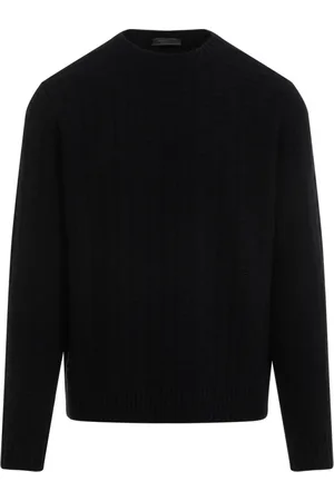 Prada Strik, Herre, Blå, M, Uld, Blå Uld Crewneck Sweater