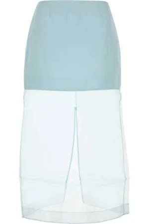 ZIMMERMANN Nederdel, Dame, Blå, M, Organza, Organza Crush Lagdelt Nederdel