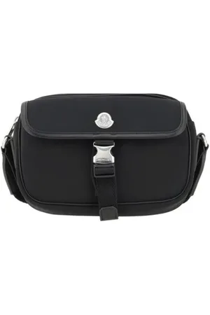Moncler Taske, Dame, Sort, ONE SIZE, Uld, Justerbar skuldertaske med læderdetaljer