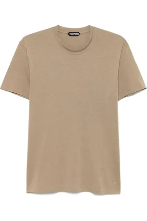 Tom Ford Top, Herre, Brun, XL, Bomuld, Lyocell Cotton Crew T-Shirt