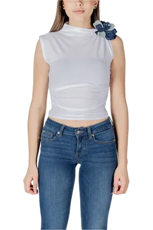 Guess Top, Dame, Hvid, L, Bomuld, Hvid Ærmeløs Turtleneck Bomuldstop