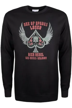 John Richmond Sweathshirts & Hoodies, Herre, Sort, M, Bomuld, Simpel Rundhalset Bluse med Pyntet Print