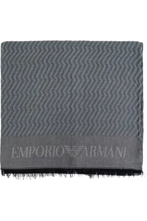 Emporio Armani Tilbehør, Herre, Grå, ONE SIZE, Bomuld, Mønstret tørklæde