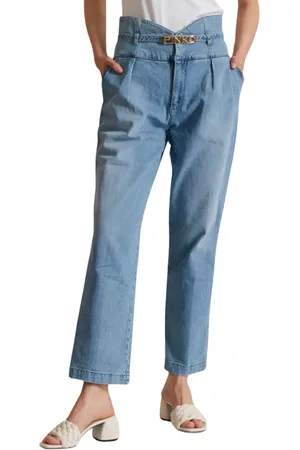 Pinko Jeans, Dame, Blå, W26, Bomuld, High Waist Bustier Comfort Jeans