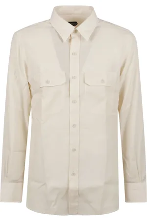 Tom Ford Skjorte, Herre, , 2XL, Bomuld, Military Twill Skjorte