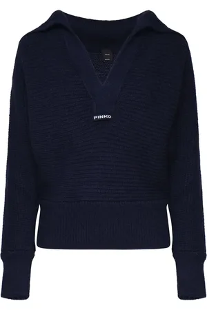 Pinko Strik, Dame, Blå, XS, V-Neck Striktrøje