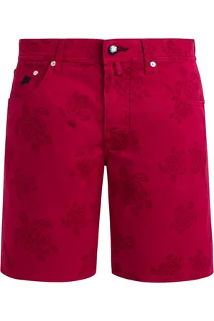 Vilebrequin Shorts, Herre, Rød, W32, Bomuld, Skildpaddeprint Herre Bermuda Shorts