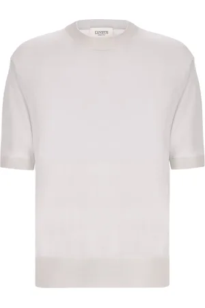 LANEUS Strik, Herre, Hvid, XL, Rund halsstrikket T-shirt