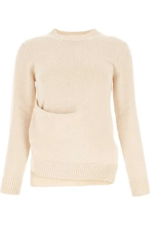 Jil Sander Strik, Dame, Hvid, 2XS, Bomuld, Elfenbensfarvet bomuldsblanding sweater