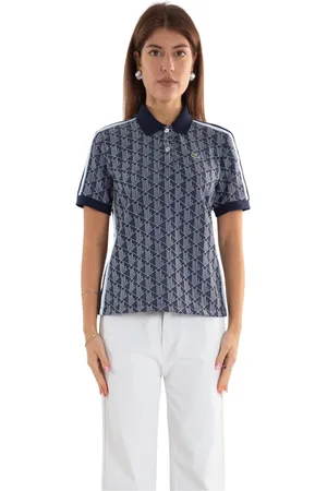Lacoste Top, Dame, Blå, L, Monogram Polo Shirt