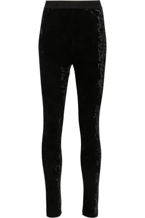 VERSACE Bukser, Dame, Sort, M, Velour High-Waist Leggings