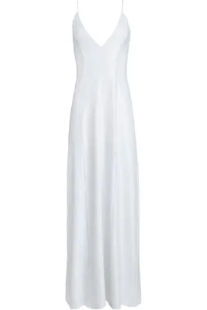 Khaite Kjole, Dame, Hvid, M, Carina Sequin Plunge Neck Maxi Kjole