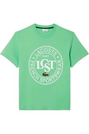 Lacoste Top, Herre, Grøn, XL, Bomuld, Afslappet bomuldst-shirt med karakteristisk design
