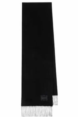 Paul Smith Tilbehør, unisex, Sort, ONE SIZE, Cashmere, Sort Cashmere Halstørklæde med Frynser