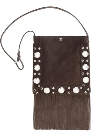 VALENTINO GARAVANI Tilbehør, Herre, Brun, ONE SIZE, Uld, Studded Læder Skuldertaske