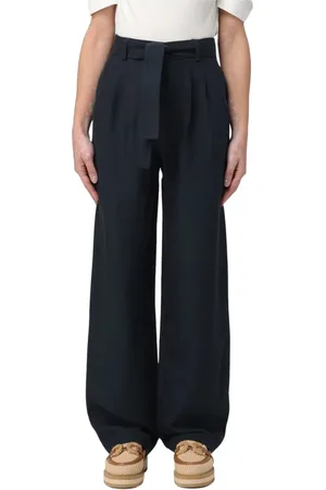 Woolrich Bukser, Dame, Blå, S, Uld, Wide Leg Bukser med Høj Talje
