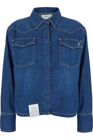 Icon Denim Jakke, Dame, Blå, S, Denim, Blå Denim Skjorte med Klassisk Krave