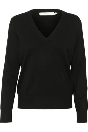 INWEAR Strik, Dame, Sort, 2XL, V-Hals Striktrøje