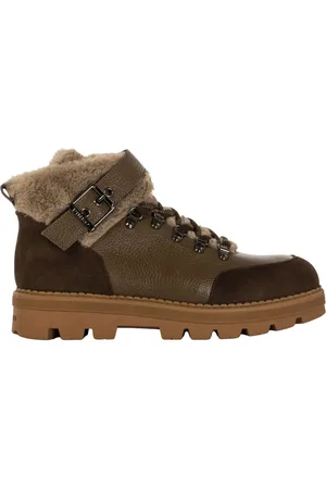 Pinko Sko, Dame, Brun, 41 EU, Læder, Læder Ankelstøvler Hjorte Nubuck Print