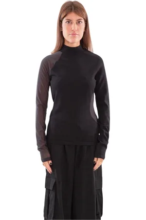 Y-3 Top, Dame, Sort, S, Polyester, Meshstrik Langærmet Top