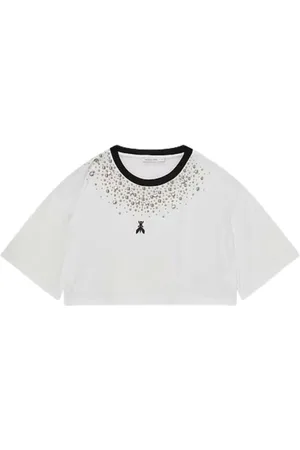 Patrizia Pepe Top, Dame, Hvid, XS, Bomuld, Hvid Bomulds T-shirt med Juvel Detalje
