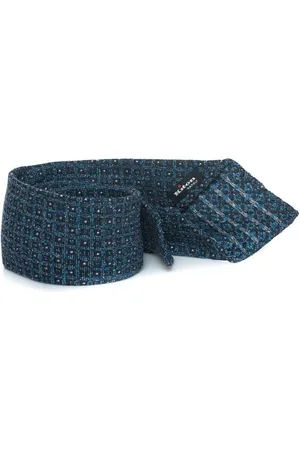 Kiton Tilbehør, Herre, Blå, ONE SIZE, Geometrisk Fantasy Håndlavet Slips