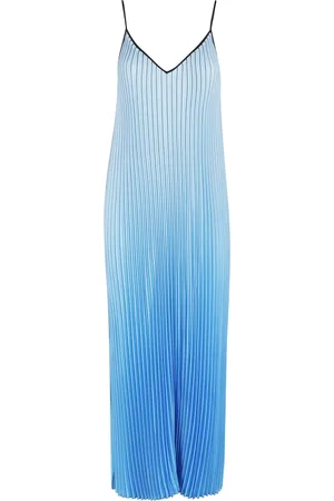 Essentiel Antwerp Kjole, Dame, Blå, XS, Polyester, Blå Ombre Plisseret Maxi Kjole
