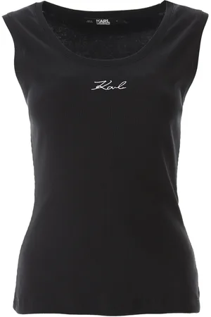Karl Lagerfeld Top, Dame, Sort, M, Bomuld, Ribbet Tanktop
