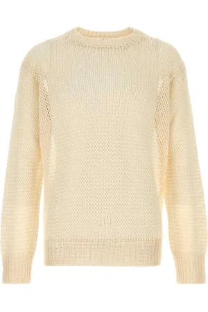 Jil Sander Strik, Herre, Gul, L, Crochet Cream Sweater