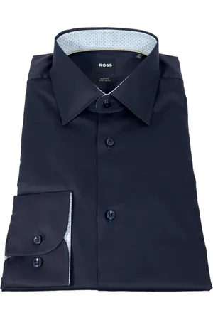 HUGO BOSS Skjorte, Herre, Blå, M, Bomuld, Slim Fit bomuldspoplin skjorte