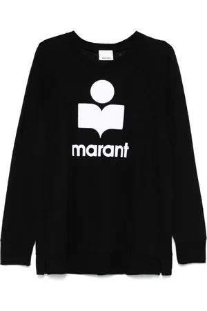 Isabel Marant Top, Herre, Sort, L, Linned, Sort linned sweater med flocked logo