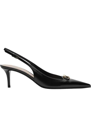 VALENTINO GARAVANI Sko, Dame, Sort, 37 1/2 EU, Læder, Slingback Bassa Vlogo Pumps