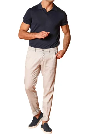 Masons Bukser, Herre, Grå, XL, Bomuld, Slim Fit Chino Bukser i Linned og Bomuld
