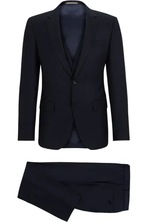 HUGO BOSS Jakkesæt, Herre, Blå, XL, Uld, Slim Fit Ulddragt med 2 Knapper