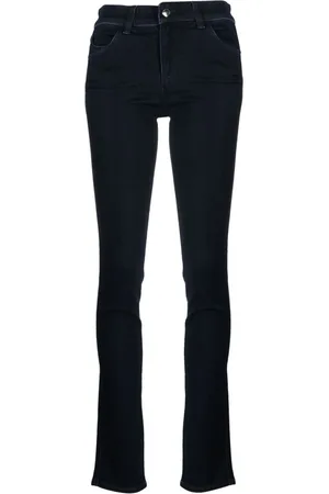 Emporio Armani Jeans, Dame, Blå, W33, Slim Fit Højtaljede Indigo Blå Jeans