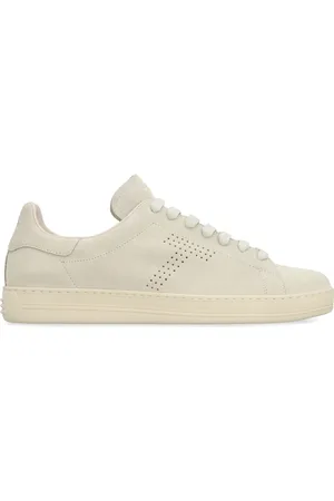 Tom Ford Sko, Herre, Hvid, 42 EU, Suede, Suede Sneakers med Rund Snude