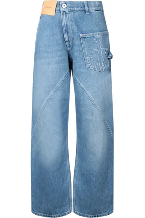 J.W.Anderson Jeans, Dame, Blå, W28, Bomuld, Blå Twisted High Waist Jeans